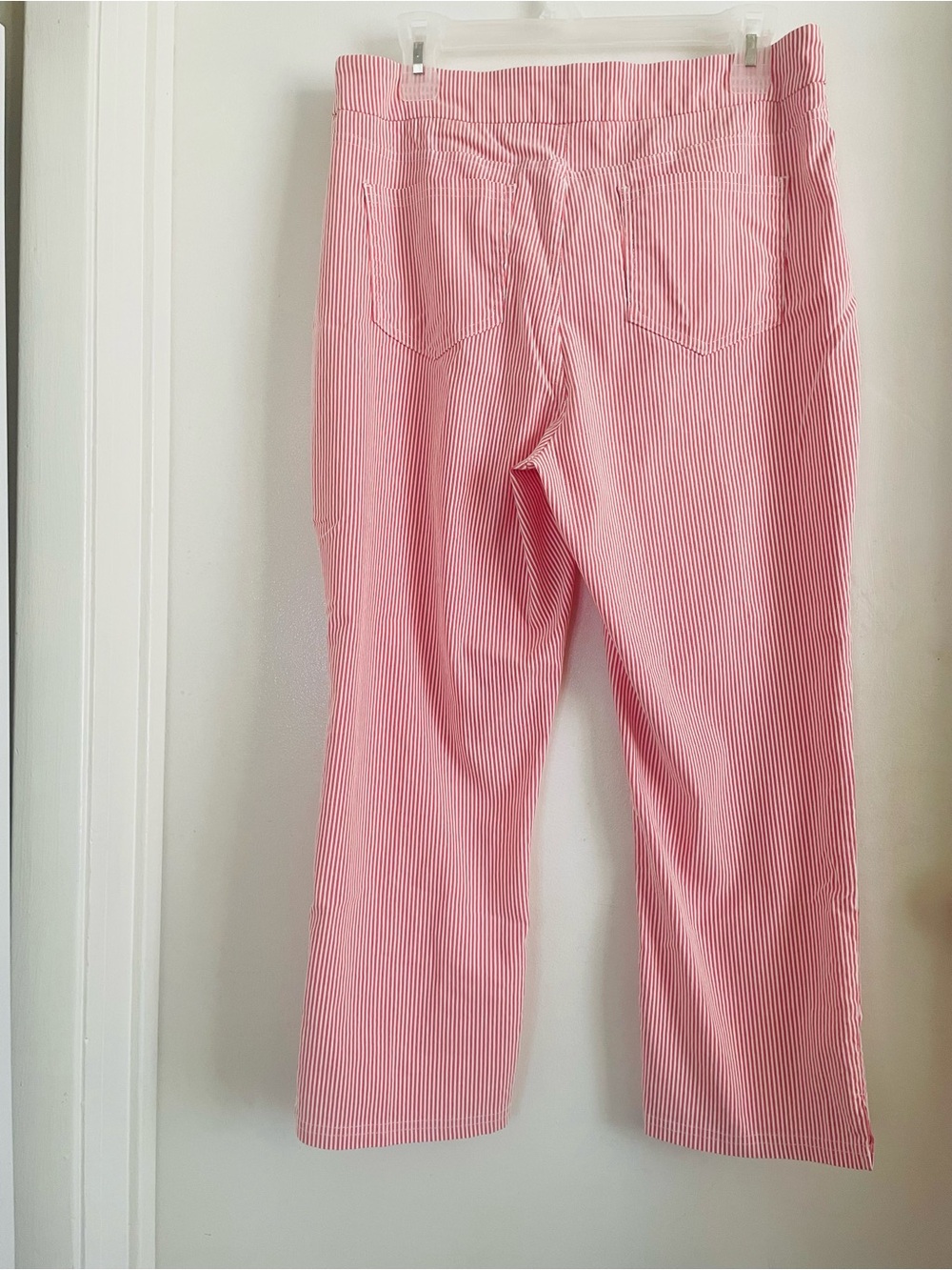 Mario Serrani Pink & White Striped Straight Leg Pants - Picture 2 of 5